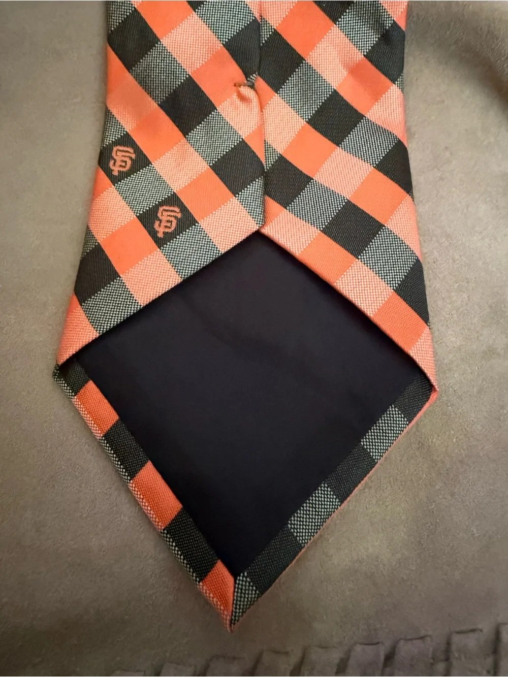 MLB San Francisco Giants Orange & Black Plaid Tie